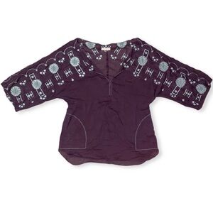 Rebecca Taylor Silk Blend Embroidered Blouse Rare